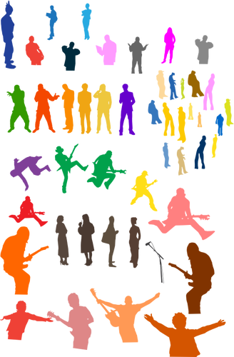 Silhouet vector illustraties van muziek artiesten