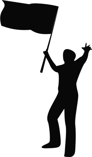 Man with flag silhouette vector image | Public domain vectors