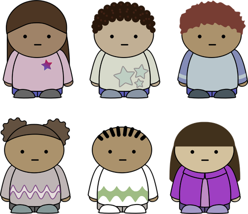 Vector image of selection of school kids characters