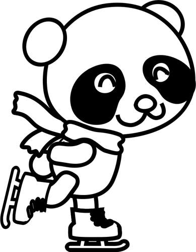 Vector illustration of skating panda coloring page