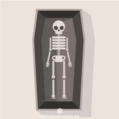 Esqueleto em um caixão