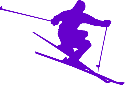 Vetor silhueta de desenho de esquiador