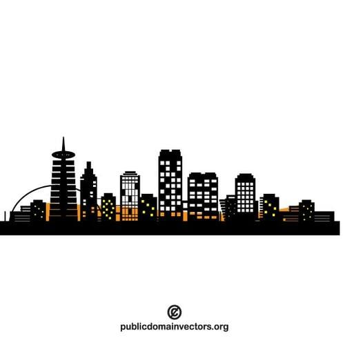 City skyline silhouette clipart