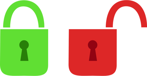 Vector illustration of open and close lock pictograms