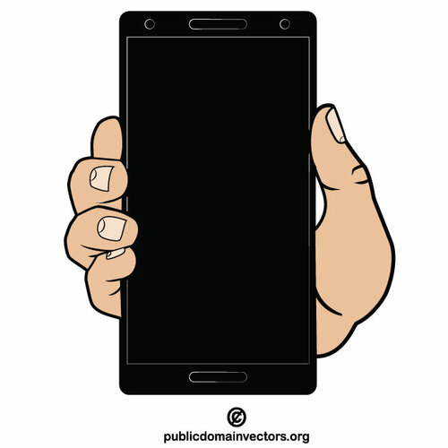 एक हाथ में काला स्मार्टफोन