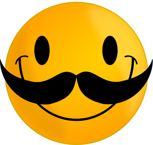 Vector clip art of smiley with big mustache