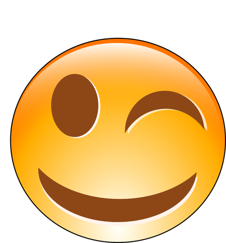 Vector illustration of winking smiling orange emoticon