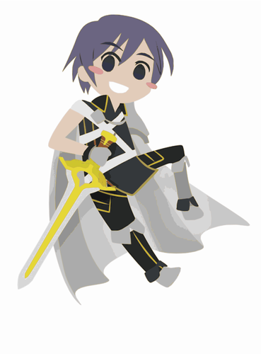 Smiling boy with sword