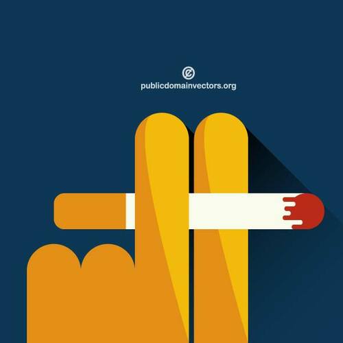 Cigarro entre os dedos ilustração em vetor