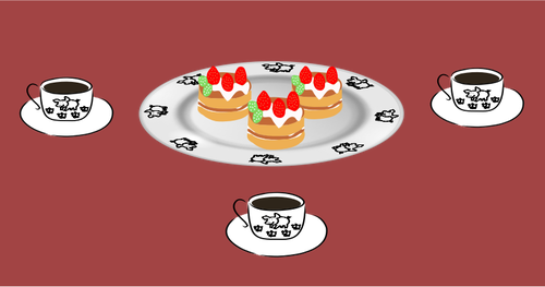 コーヒーとケーキを提供のベクトル イラスト