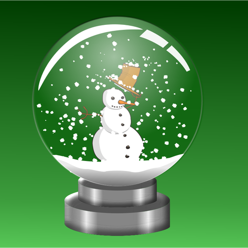 Snowman in crystal ball vector illustration