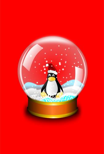 Tux in glass ball vector illustration