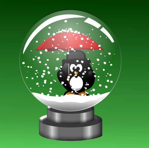 Penguin in snow globe vector illustration