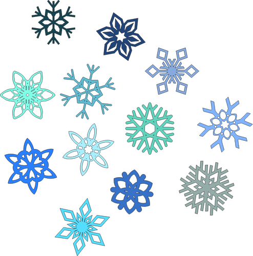 Vektorové ilustrace výběru sněhových vloček