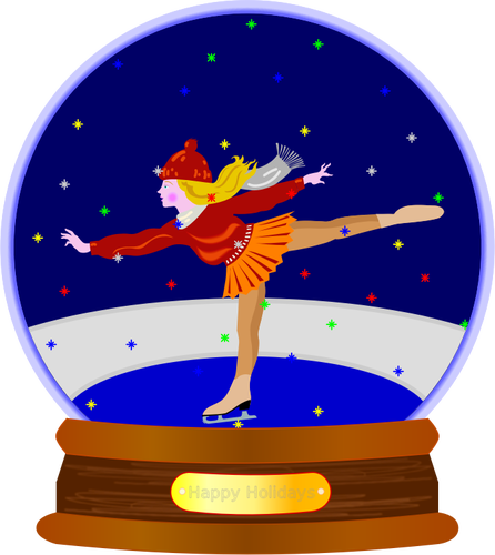 Vector image of ice skate girlsnow globe ornament