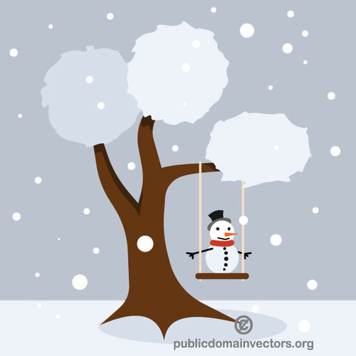 Sneeuwpop op een schommel