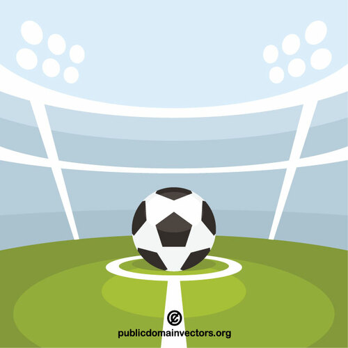 Balón de fútbol en el campo - Vectores de dominio público