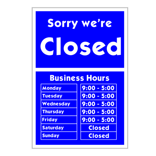 Sorry we are closed vector sign