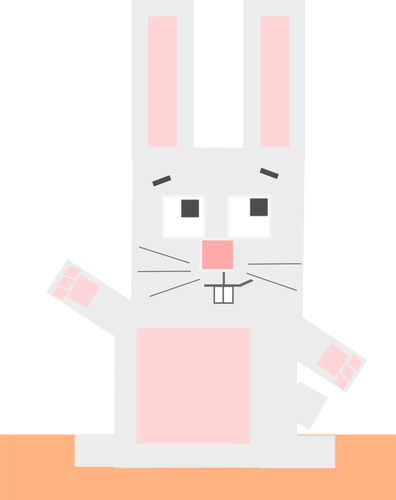 方形卡通兔子矢量图