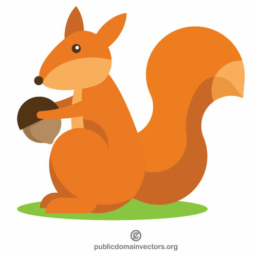 Squirrel with an acorn | Public domain vectors