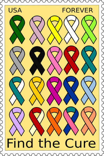 Cancer ribbons stamp