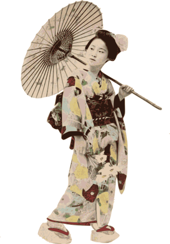 Ilustración vectorial del estereotipo de señora de kimono