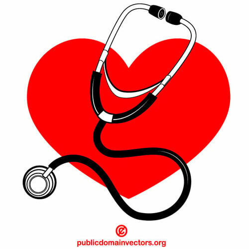 Stetoskop dan hati merah