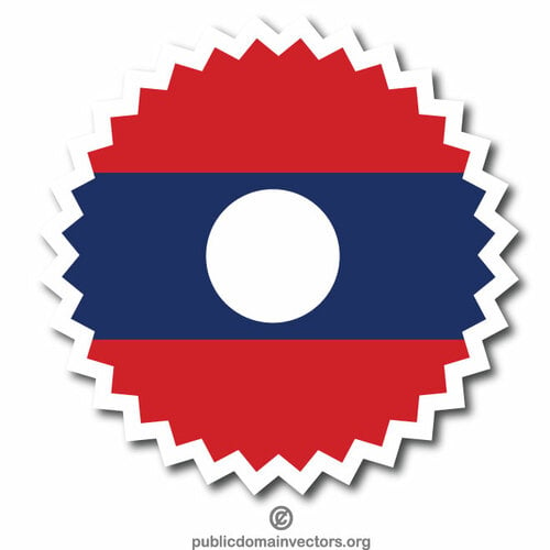 Etiqueta redonda de la bandera de Laos