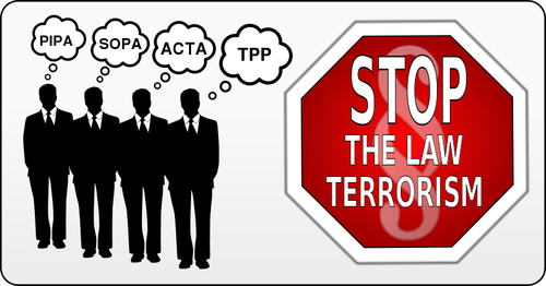 Pysäytä ACTA-, PIPA-, SOPA- ja TPP-symbolit vektorikuva