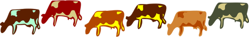 Colored cows set vector illustration