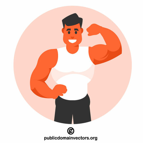 Strong man showing off muscles