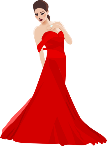 Chinese woman in red dress vector image