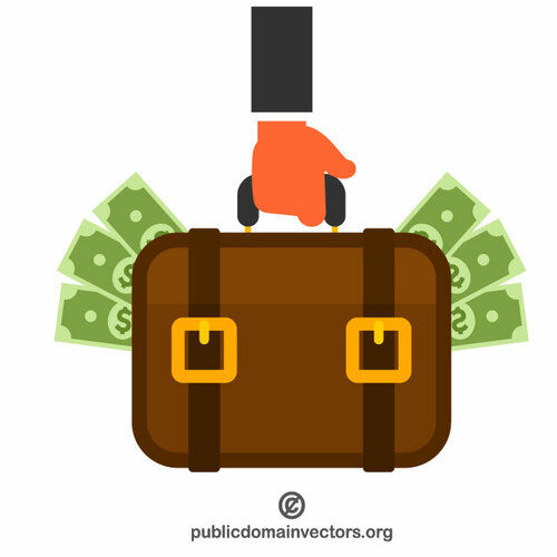 Suitcase packed with cash