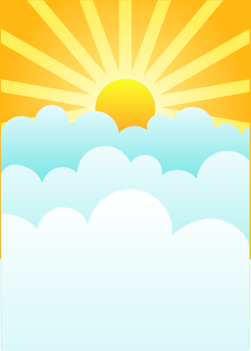 Sun rising above clouds vector drawing