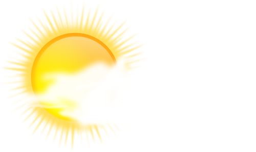 Vetor desenho do símbolo de cor de previsão do tempo para céu ensolarado a nublado