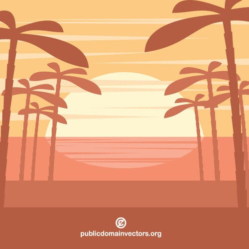 Tropical sunset vector background