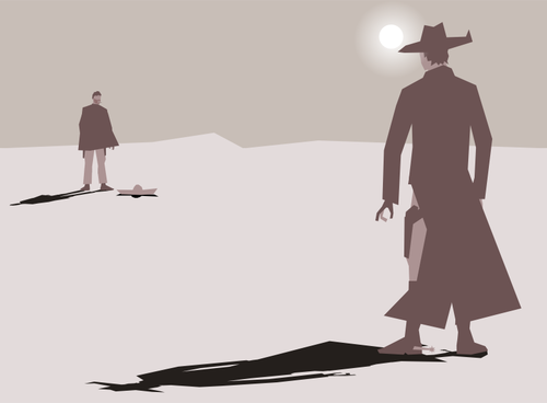 High noon western showdown vector graphics