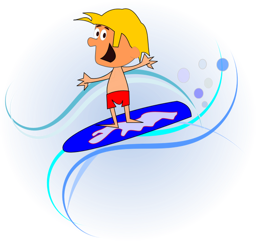 Comic character surfer vector graphics