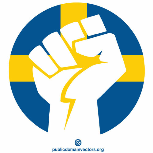 Gebalde vuist Zweedse vlag