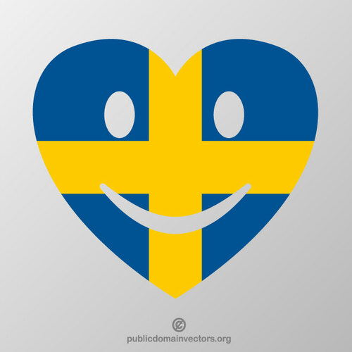 Hymyilevä sydän Ruotsin lipulla