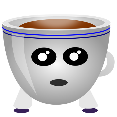 Image of a cup of coffee with eyes and mouth