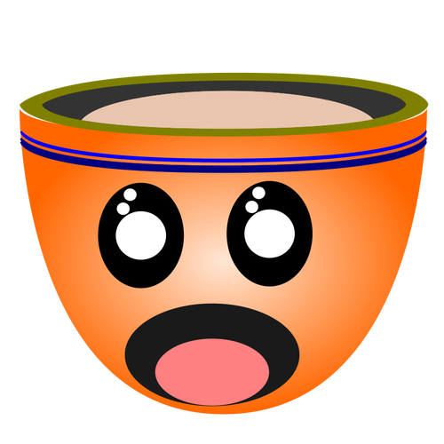 Vector illustration of scared man face cup