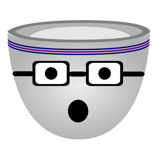 Vector image of scared nerdy face cup