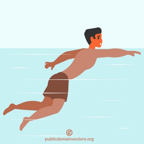 Man is swimming in the water