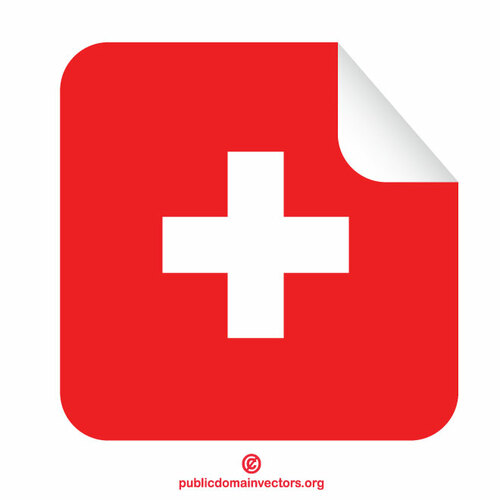 Швейцарский флаг квадратный наклейка