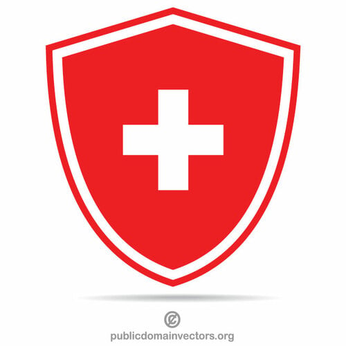 Štít se švýcarskou vlajkou