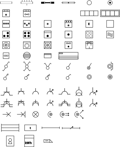 Ilustraţia vectorială set de simboluri electrice interne