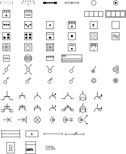 Vector illustration of set of domestic electric symbols