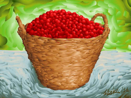 Cherry basket vector image