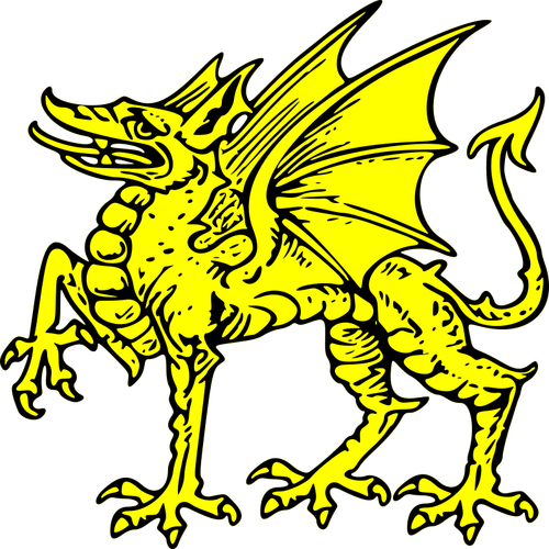 Yellow dragon vektor ClipArt